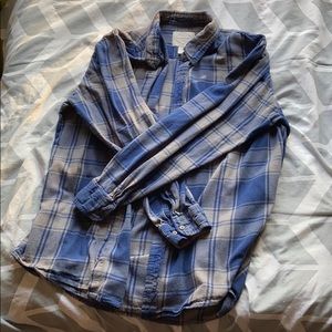 blue and gray plaid flannel